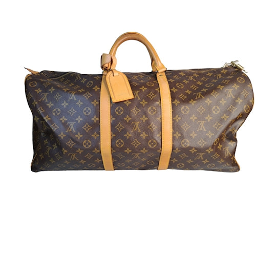 100%Autherntic Louis Vuitton Monogram Keepall Bandouliere 55 Duffle Bag Pre Owned