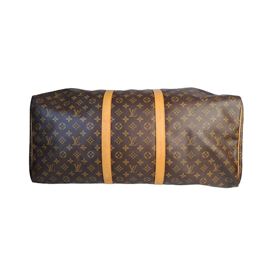 100%Autherntic Louis Vuitton Monogram Keepall Bandouliere 55 Duffle Bag Pre Owned