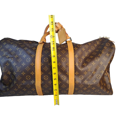 100%Autherntic Louis Vuitton Monogram Keepall Bandouliere 55 Duffle Bag Pre Owned